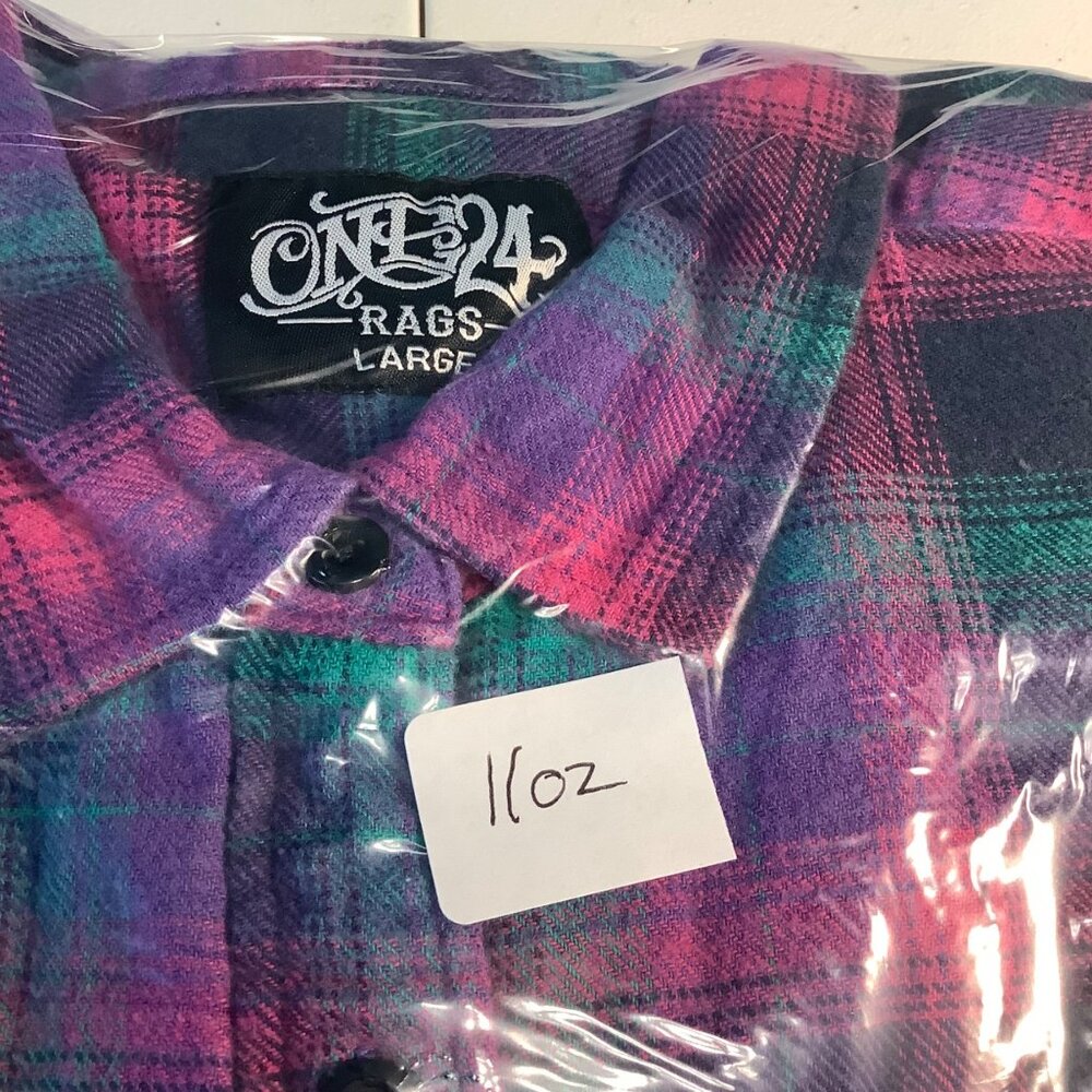 One 24 Rags Plaid Flannel Top – Women’s L – Fringe Hem Grunge Vibes - Picture 11 of 11